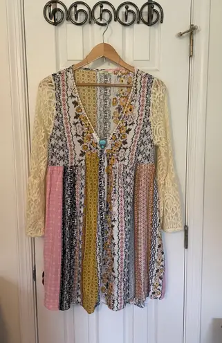 Kori Floral Lace Bell Sleeve Tunic Dress