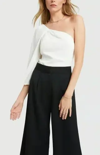 G. Label by Goop Celina One-Shoulder Puff Sleeve Top in Ivory Size 2 Retail $450