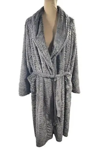 SOMA Soft Luxe Marble Plush Heavy Double Layer Faux Fur Long Robe L/XL Gray Size L