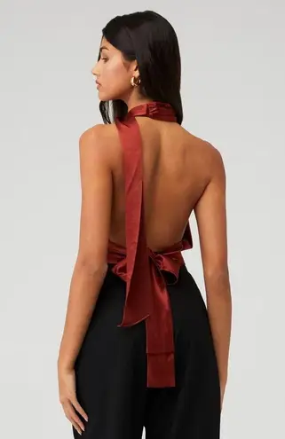 NONchalant Label Tara Silk Plunge Top Rust Womens Size XL Red