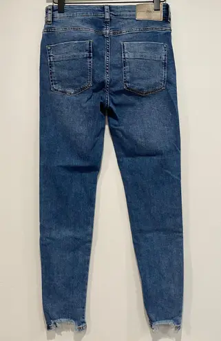 ZARA Distressed Frayed Ankle Skinny Jeans Size 4