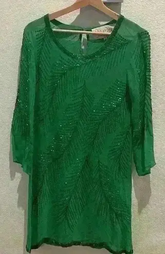 Rory Beca Haldi Beaded Dress size Small Kelly Green