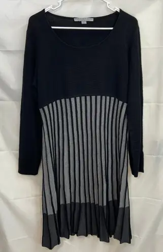 Marc New York women's black gray long sleeve soft stretch knit knee scoop dress