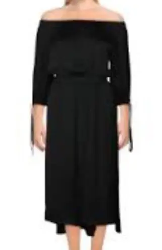 Kate & Mallory Off the Shoulder Black Tie Sleeve Midi Dress size Small