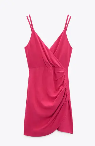 ZARA nwt linen blend pink casual summer wrapped dress