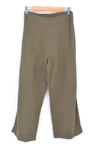 Jenni Kayne Playa Wide Leg Gauze Pants Crop Cotton Sage Green Women's S