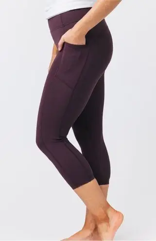 Zyia Active Wine Pocket Brilliant Hi Rise Crop Leggings Sz 8-10 Purple Plum