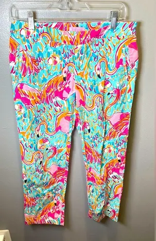 Lilly Pulitzer Women's Colorful 'Peel & Eat Flamingo & Shrimp" Pants Size 4