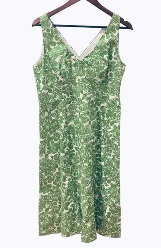 Boden USA Boden Green White Roses Derby Dress Sleeveless 10 Fit Flare