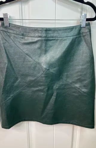 Zeagoo Forest Green High Waist Stretchy Leather Skirt w/ Zipper