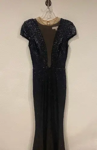 Dress the Population Michelle Illusion-Neck Sequin Size Small EUC