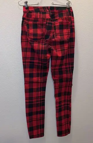 Blackheart Hot Topic Red & Black Plaid Super Skinny Pants