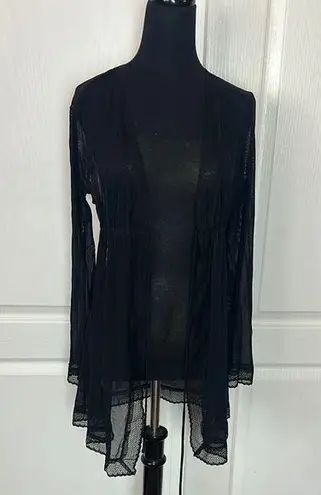 HONEYDEW BLACK MESH TIE FRONT COVER UP CARDIGAN SHEER LACE