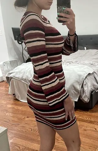 Ali & Jay Aly & Jay It Was All A Dream Multi Stripe Bell Sleeve Sweater Dress size XS