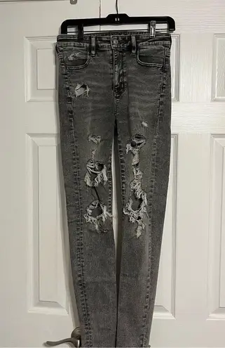 American Eagle  Grey Distressed Skinny Jeans