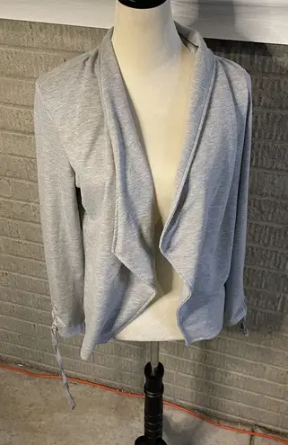 Jeanne pierre Jeanne Pierre Womens Light Gray Open Front Tie Sleeve Sweater Medium
