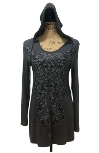 ✨Soma Divine Terry Scarf Hem Grey Sz Large Hoodie Paisley Scroll✨ Gray