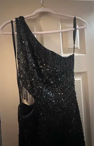 Primavera Couture Black Sequin Prom Dress
