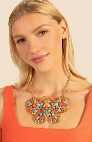 💕KENNETH JAY LANE💕 Coral Turquoise Butterfly Necklace NWOT Blue