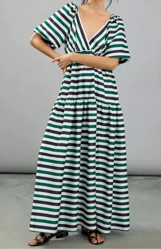 Delfi Collective Sirena Striped Maxi Dress Size Large Green