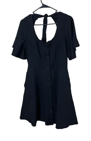 Voodoo Vixen Black Flutter Sleeve Button Front Tie Back Cutout Dress Size L Size L