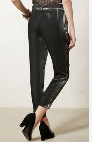 Elevenses Anthropologie Chic Velvet Ankle Trouser Pants in Grey Size 6