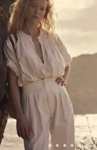 💕DOEN💕 Louvre Pant ~ High Waisted Pleated Ankle Pants Salt White 8 NWT