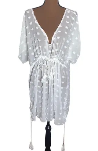 White Swiss dot tassel bikini coverup dress size L Size L