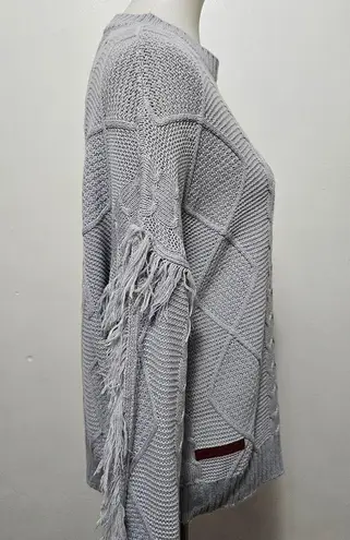 Simply Southern  Gray Cable Knit Fringe Oversized Sweater Size XL