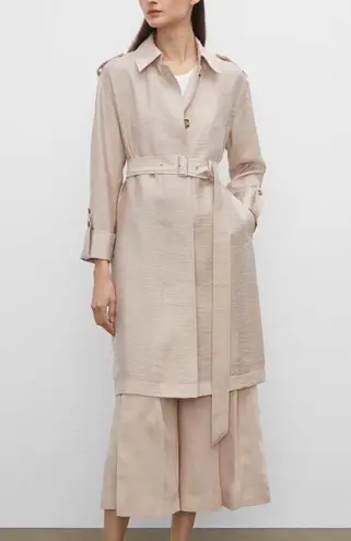Club Monaco Lightweight Pale Pink Beige Shimmer Trench Coat Jacket XS $240