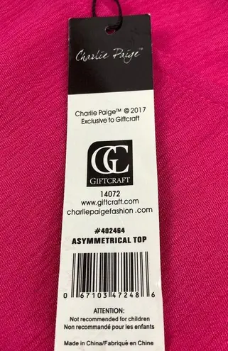 Charlie Paige Pink asymmetrical sleeveless tunic top, women's oversized S/M waterfall blouse