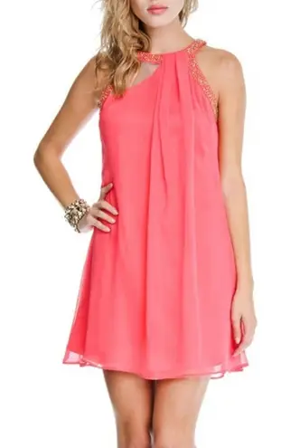 NWT London Dress Company Chloe Mini Dress Sz US 8 Watermelon Pink Cocktail