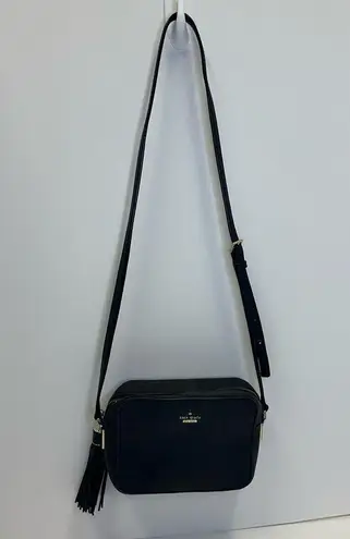 Kate Spade  New York Black Pebbled Leather Crossbody Bag with Tassel