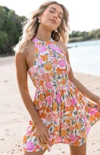 Petal and Pup Raffael High Neck Open Back Mini Dress Medium