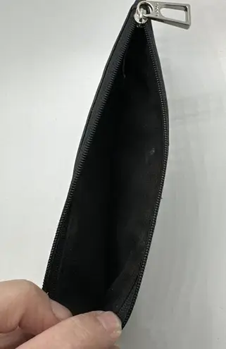 Lodis Black leather Wallet Card holder Pouch Zip close Slip pockets Silver Snap