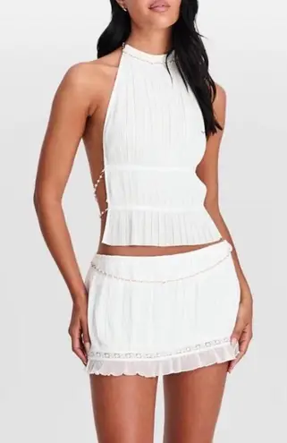 Revolve Sasha Therese Pearl Open Back Beaded Cami Halter Top and Matching Skirt thumbnail 1