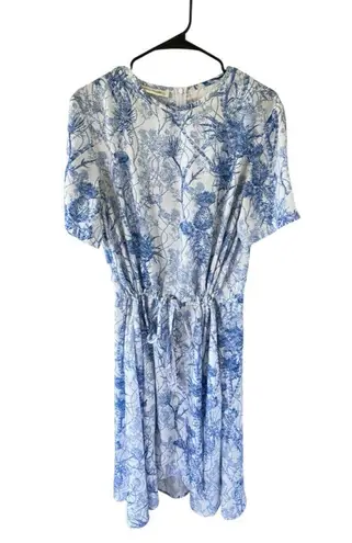 Cedric Charlier Toile Printed Drawstring Dress Blue Size 12