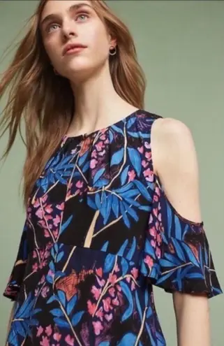 Maeve Anthropologie  Elia Cold Shoulder Floral Dress 0