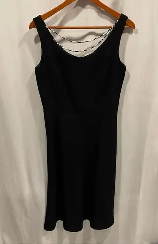 Donna Ricco Beautiful Donna Rico pearl beaded necklace black dress midi swing skirt