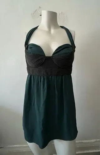 Proenza Schouler Silk Size 6 Halter Twist Back Bustier Green Gray Top Blouse