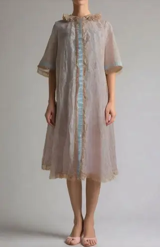 SAKS FIFTH AVENUE ODETTE BARSA VINTAGE 60's Lace Robe in Pastel Pink Blue Size undefined