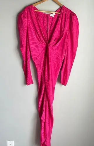 RONNY KOBO Astrid Zebra Print Midi Dress, Pink Size L