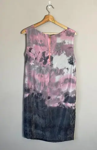Line and Dot 100% Silk Sleeveless Mini Dress Womens Medium Gray Pink Cocktail
