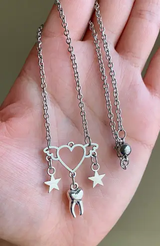 Handmade y2k Kawaii grunge style stainless steel chain necklace🎲👼⭐️🌀