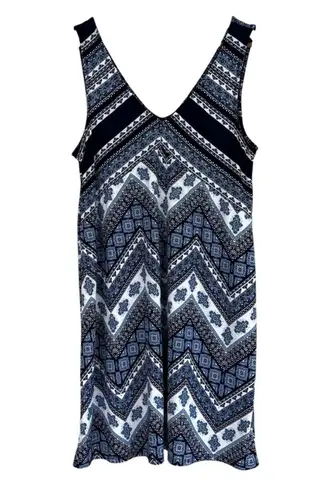 Three Pink Hearts Mini Dress Womens L Blue White Sleeveless Beachy Mediterranean Size L