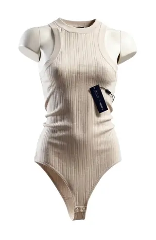 barney's new york x Forever 21 Ribbed Knit Bodysuit Beige Medium NWT