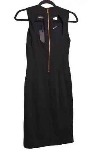 Pinko Womens Sheath Dress Black Lined Knee Length Bodice Cutout Sleeveless 6 New
