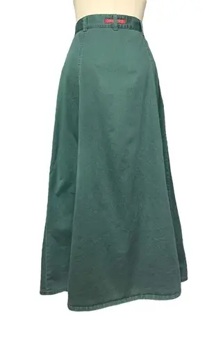 CRAZY HORSE  forest green floor length skirt with pockets; 100% cotton; size 9/10