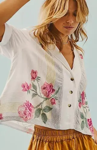 Free People  Big Blooms Floral Button Down Shirt