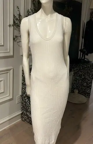 DKNY  white ribbed knit Scoop Neck Bodycon White Tank Top Dress